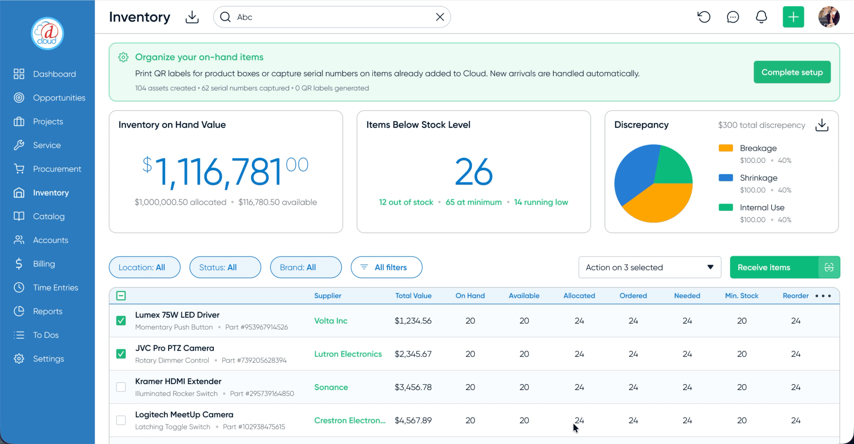 AI recommendations panel suggesting metrics with accept/edit controls
